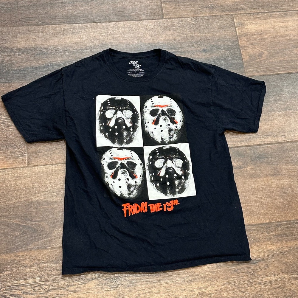Halloween Friday the 13th Jason Voorhees Hockey Masks Tee Shirt Sz L